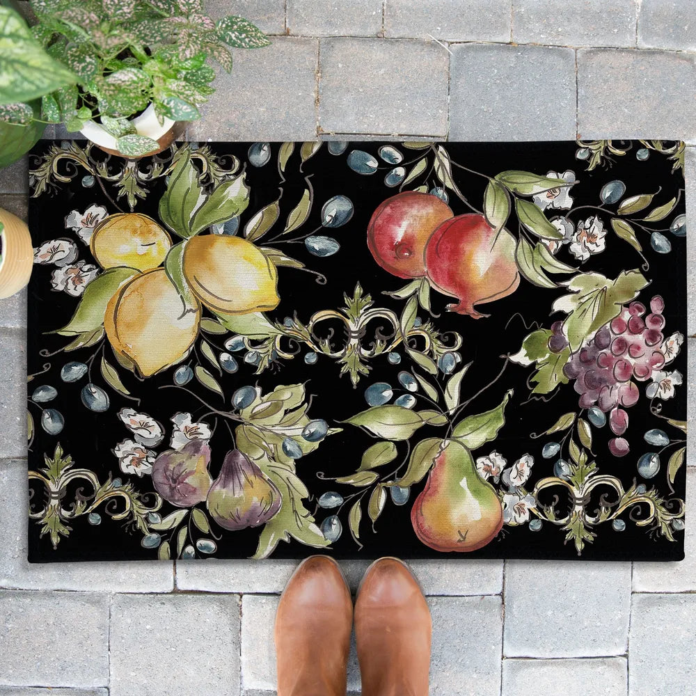 Tuscan Fruit Sketch Outdoor Door Mat
