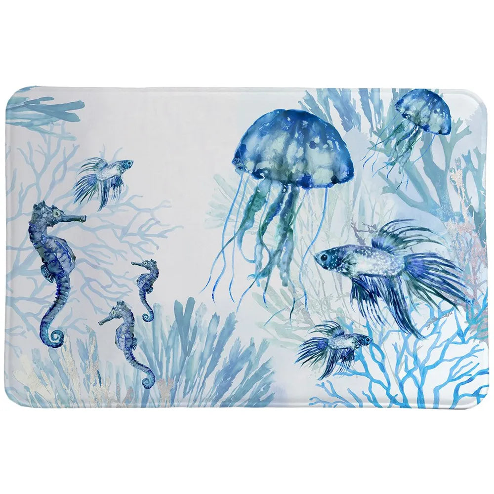 Undwater Blues Memory Foam Rug