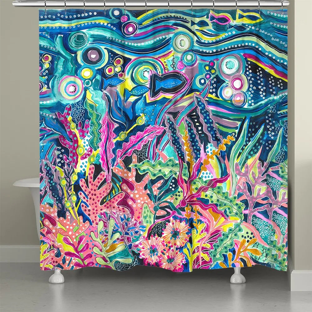 Laural Home Underwater City Life Shower Curtain, image size:1000x1000