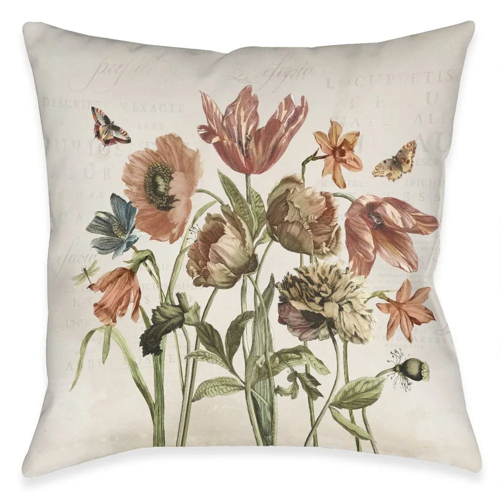 Vintage Bloom Bunch Outdoor Decorative Pillow