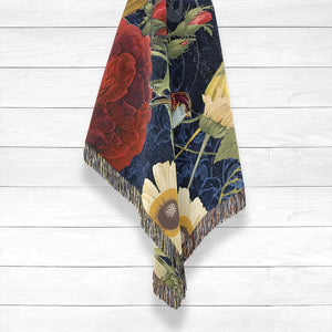 Vintage Floral Woven Throw Blanket