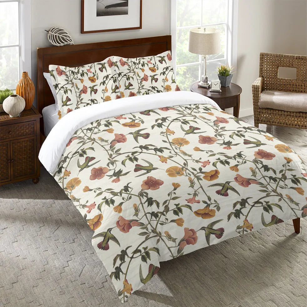 Vintage Hummingbird Duvet Cover 