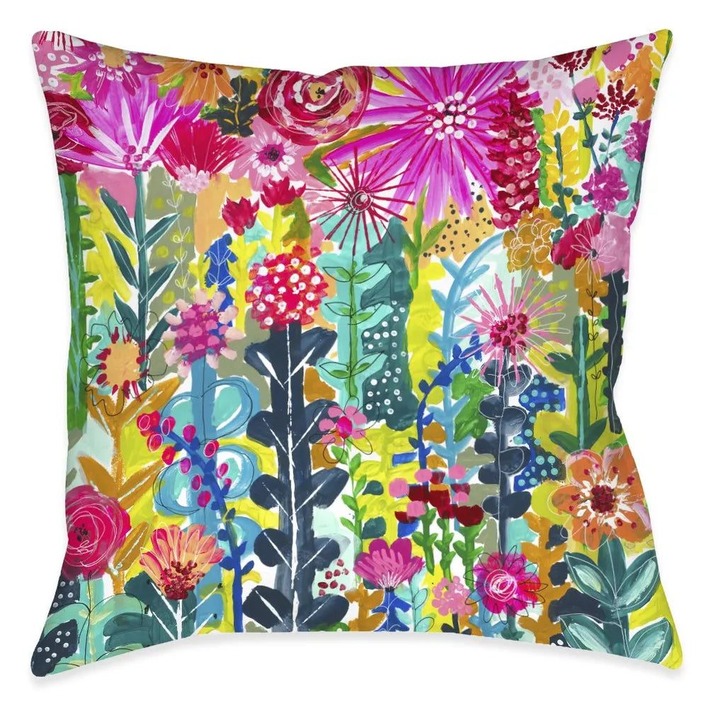 Vivid Floral Cluster Outdoor Decorative Pillow