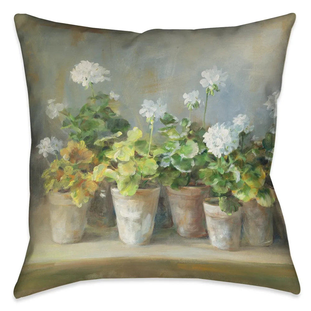 White Geraniums Indoor Decorative Pillow
