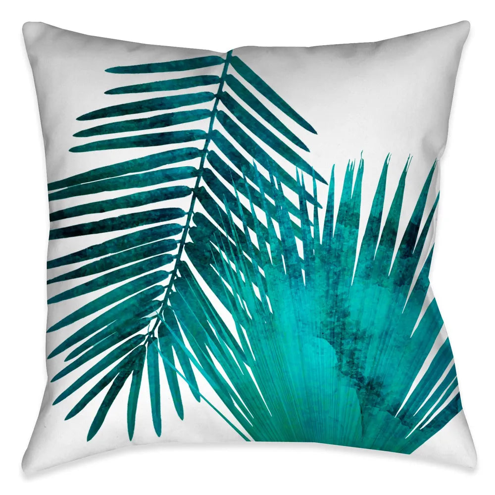 Watercolor Teal Palms II Indoor Decorative Pillow