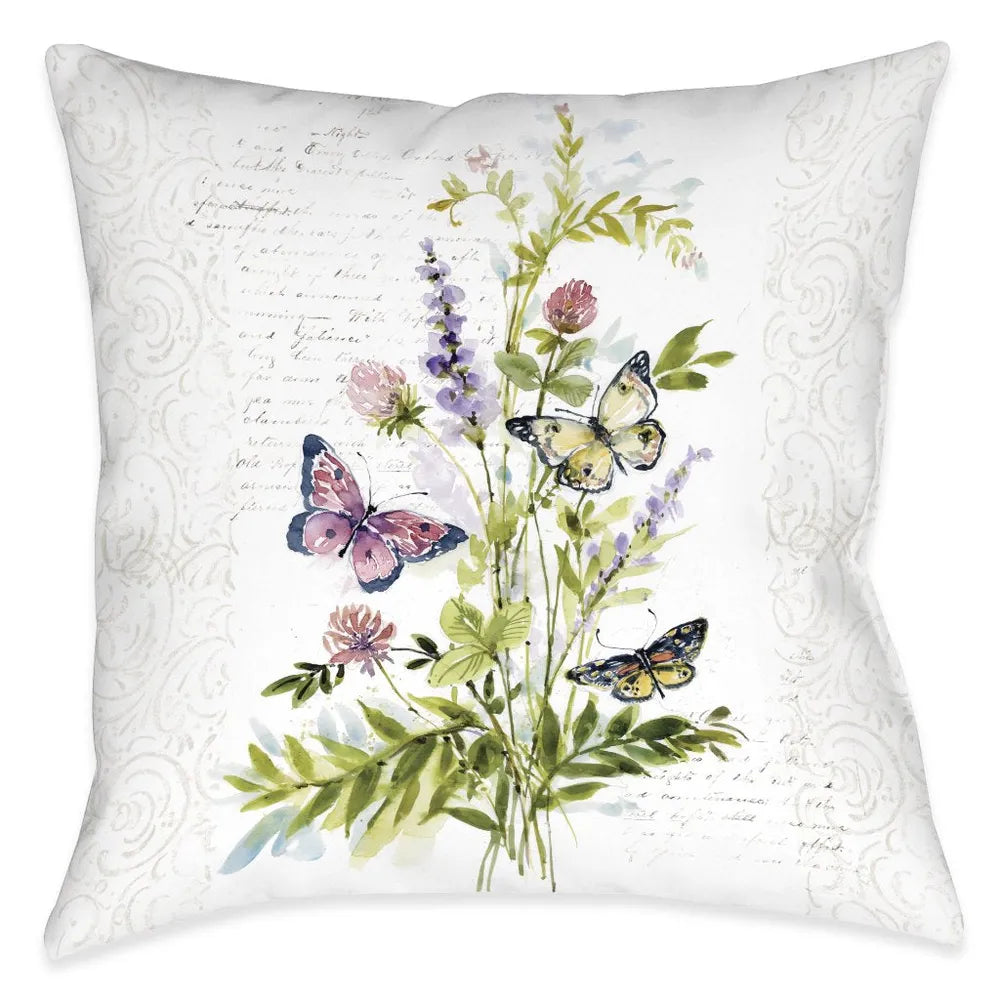 Watercolor Butterflies Bouquet Outdoor Decorative Pillow