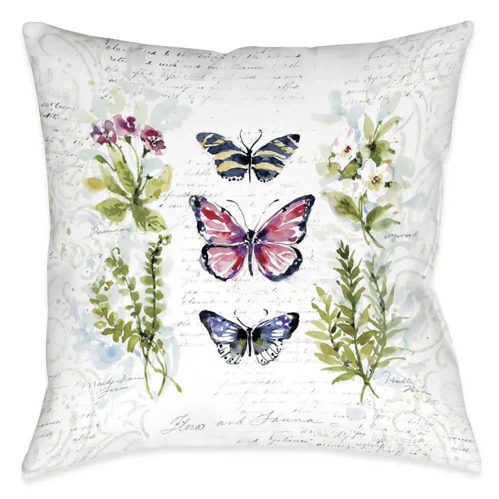 Watercolor Butterflies Trio Outdoor Decorative Pillow