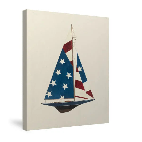 American Flag Sailboat Canvas Wall Art - Laural Home