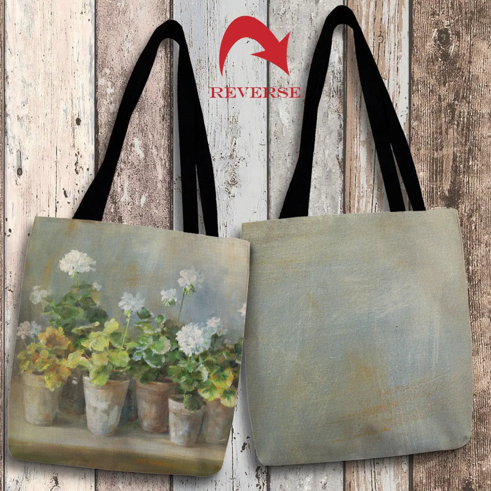 White Geraniums Canvas Tote Bag 
