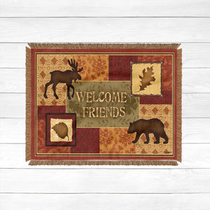 Welcome Friends Lodge Woven Throw Blanket