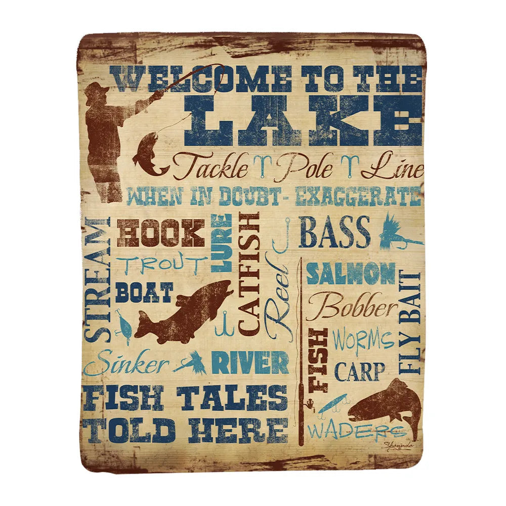 Welcome to the Lake Sherpa Throw Blanket 