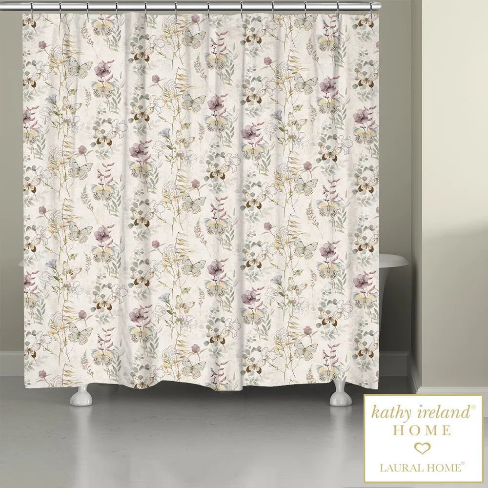 kathy ireland® HOME Wildflowers and Butterfies Shower Curtain