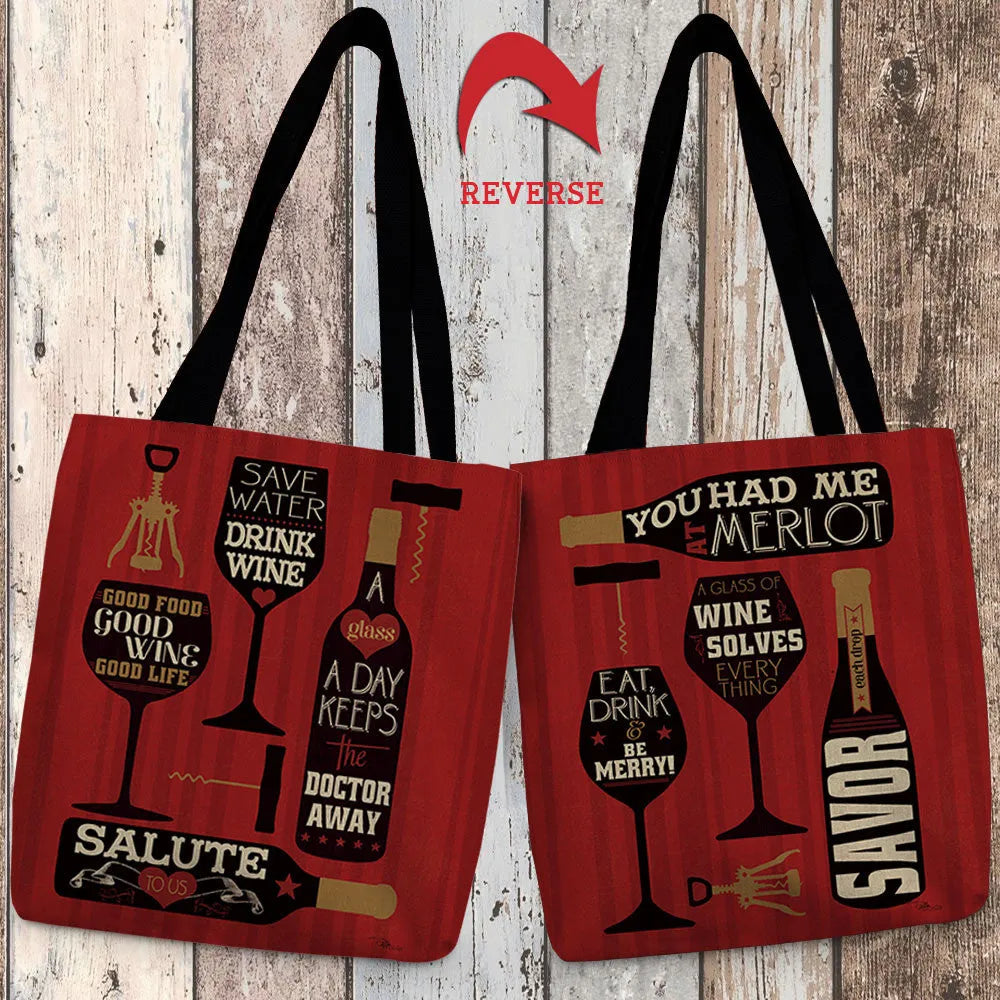 Wine Words II & III Canvas Tote Bag 