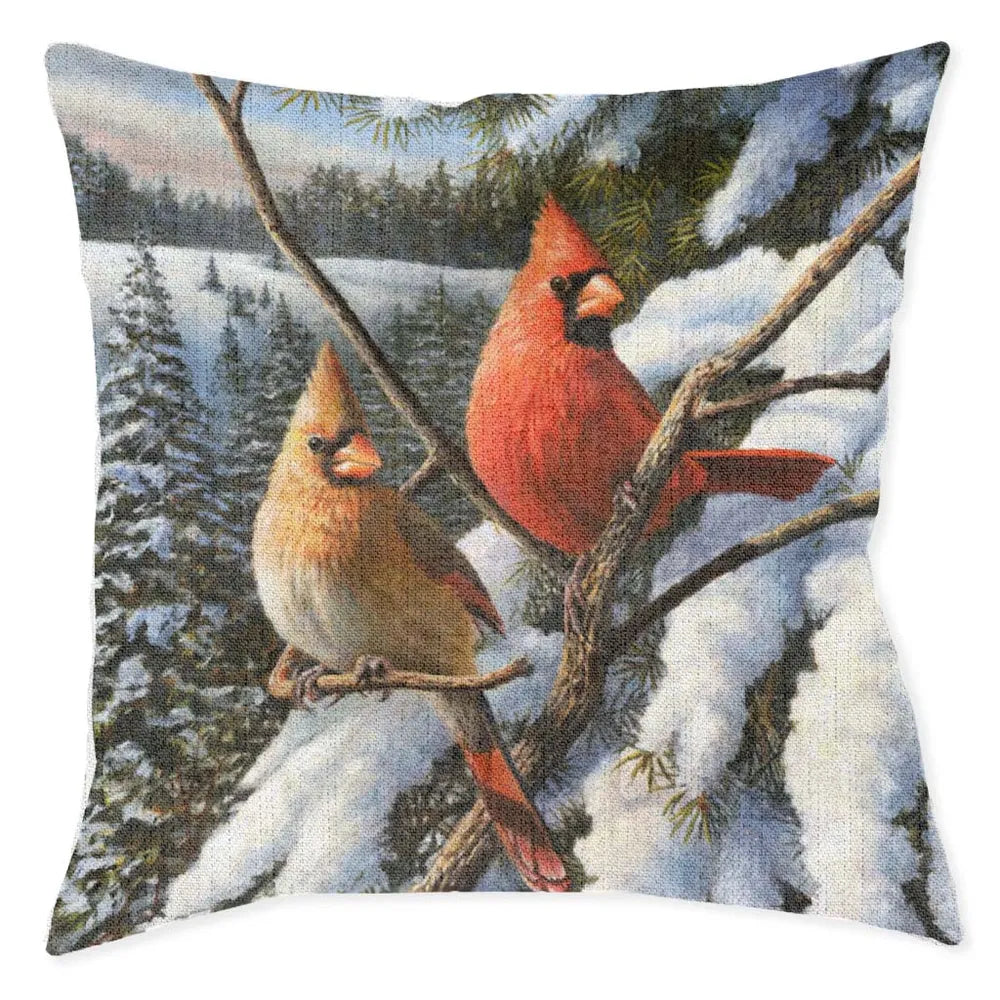 Winter Cardinal Indoor Woven Decorative Pillow