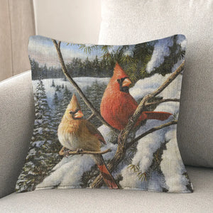 Winter Cardinal Indoor Woven Decorative Pillow