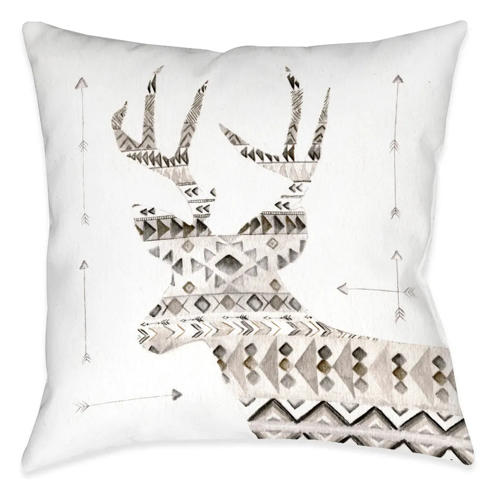 Winter Lodge Deer Outdoor Decorative Pillow