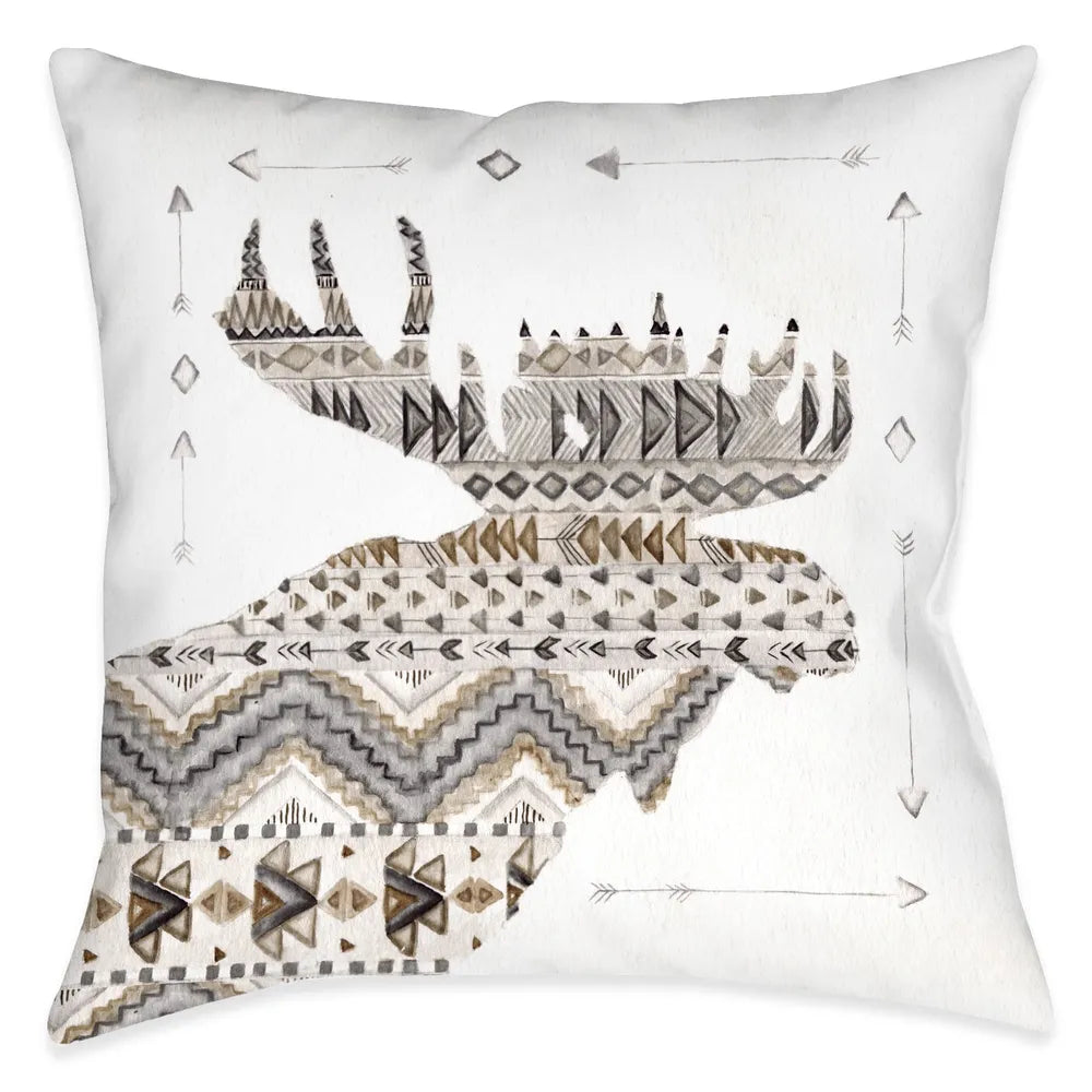 Winter Lodge Moose Outdoor Decorative Pillow