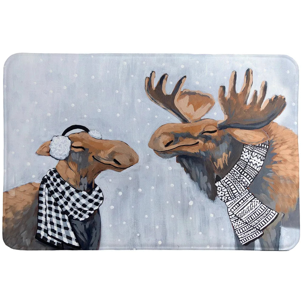 Winter Moose Memory Foam Rug