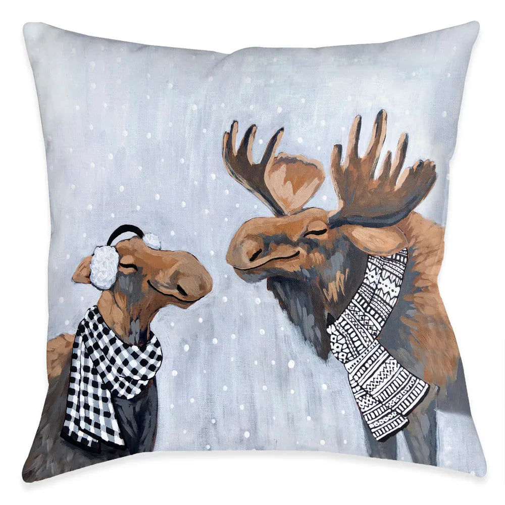 Moose Snow Day Indoor Decorative Pillow