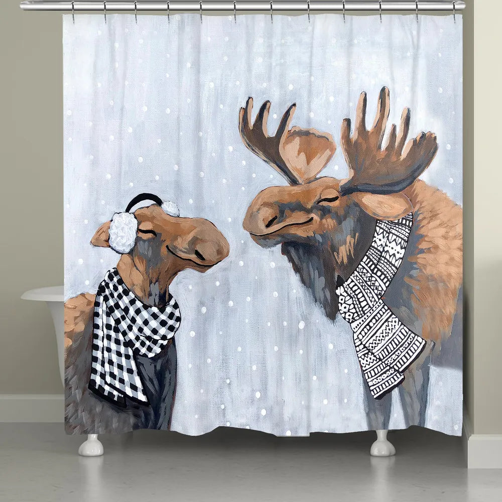 Winter Moose Shower Curtain