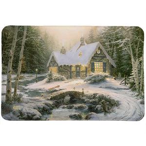 Thomas Kinkade Winter Light Cottage Memory Foam Rug