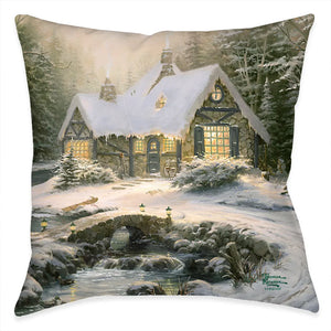 Winter Light Cottage Indoor Decorative Pillow