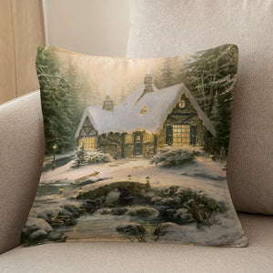 Thomas Kinkade Winter Light Cottage Indoor Decorative Pillow