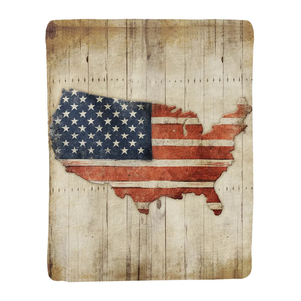 Wooden Flag Sherpa Throw Blanket 