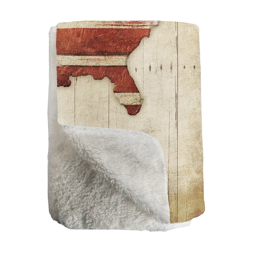 Wooden Flag Sherpa Throw Blanket 