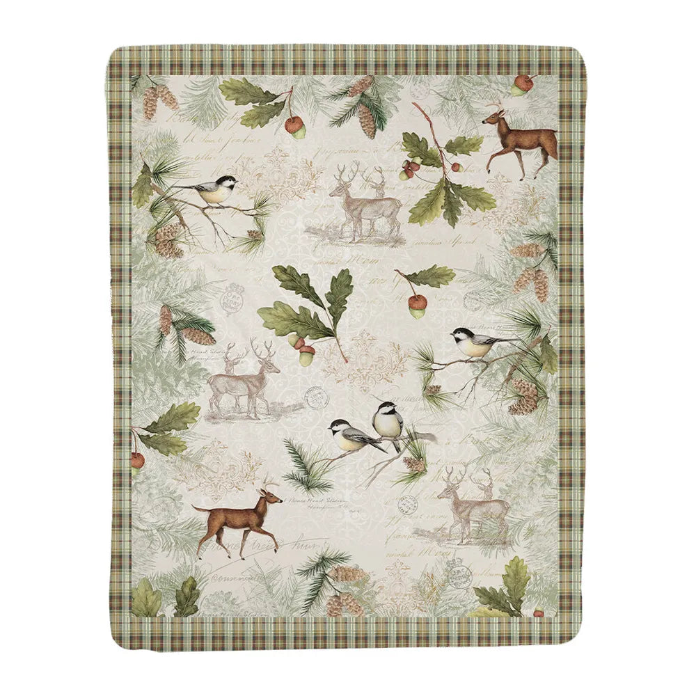 Woodland Forest Sherpa Throw Blanket 