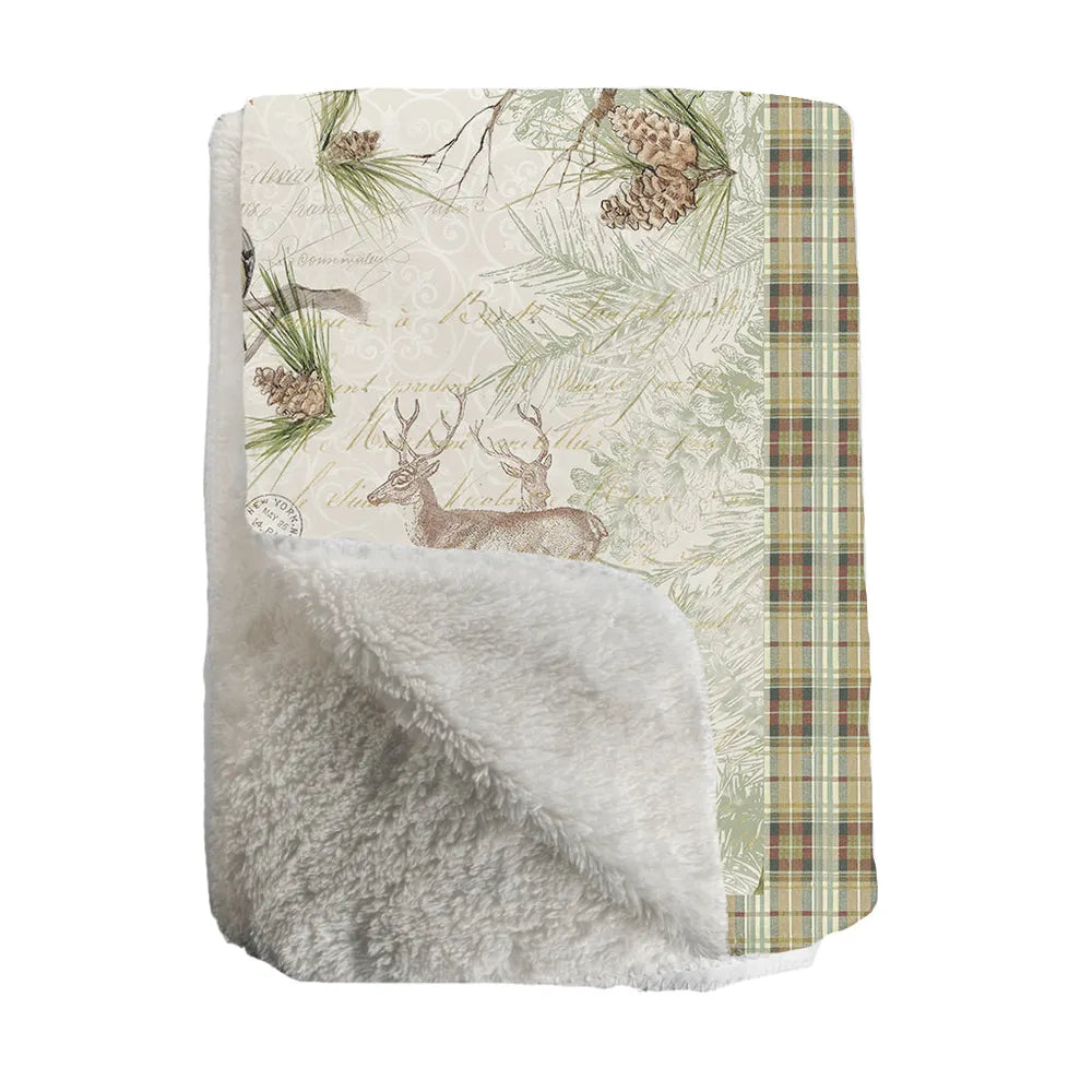 Woodland Forest Sherpa Throw Blanket 