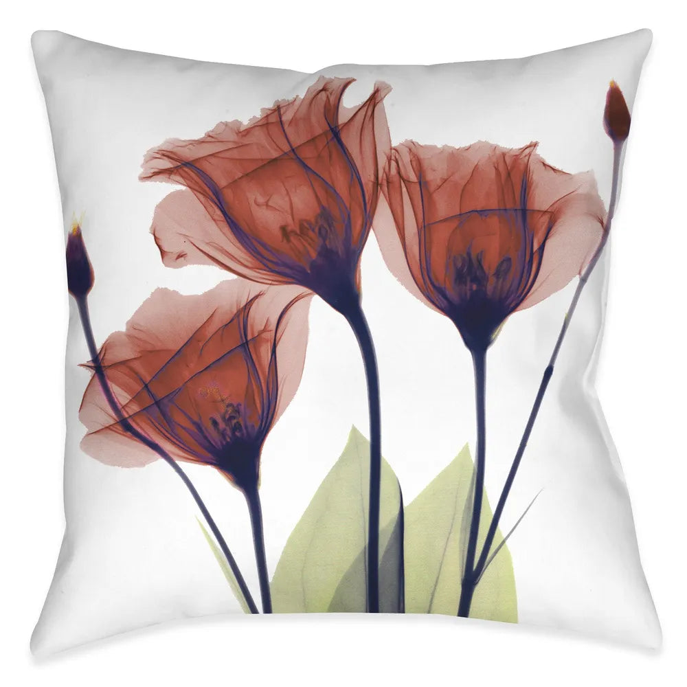 Red Gentian X-Ray Flowers Pillow