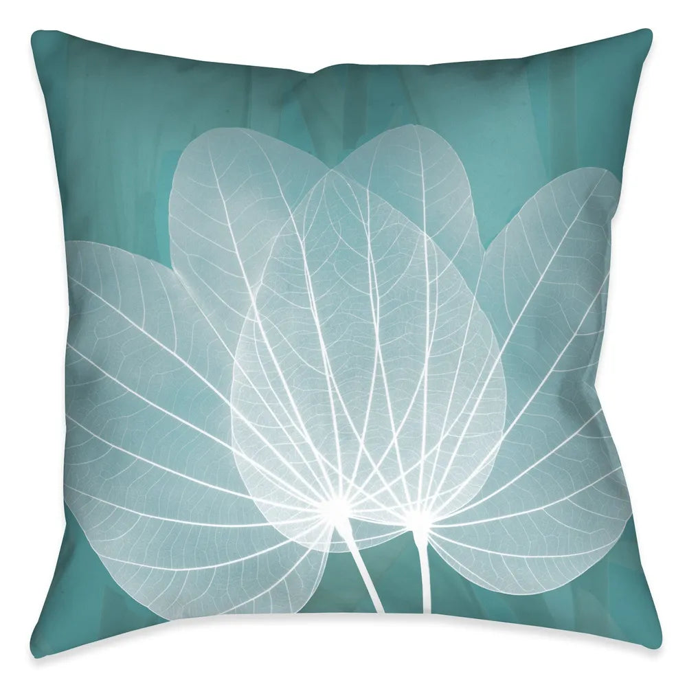 Teal Leaves Outdoor Decorative Pillow