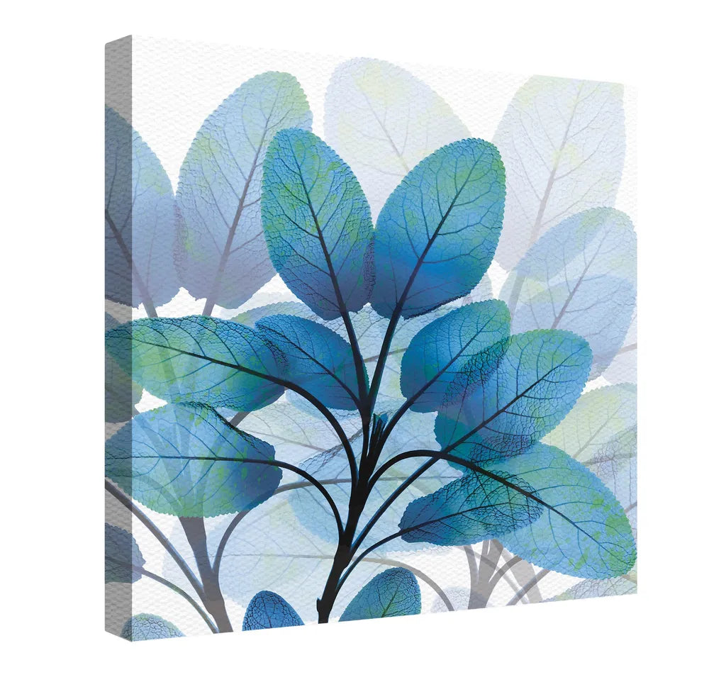 X-Ray Blue Leaves Canvas Wall Art