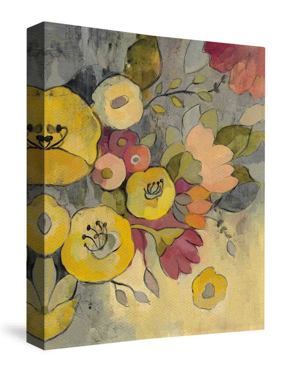 Yellow Floral Duo I Canvas Wall Art 