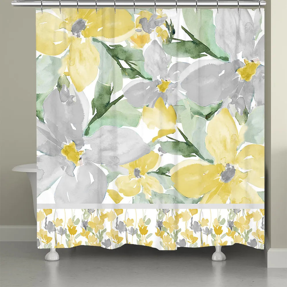 Yellow Modern Garden Shower Curtain