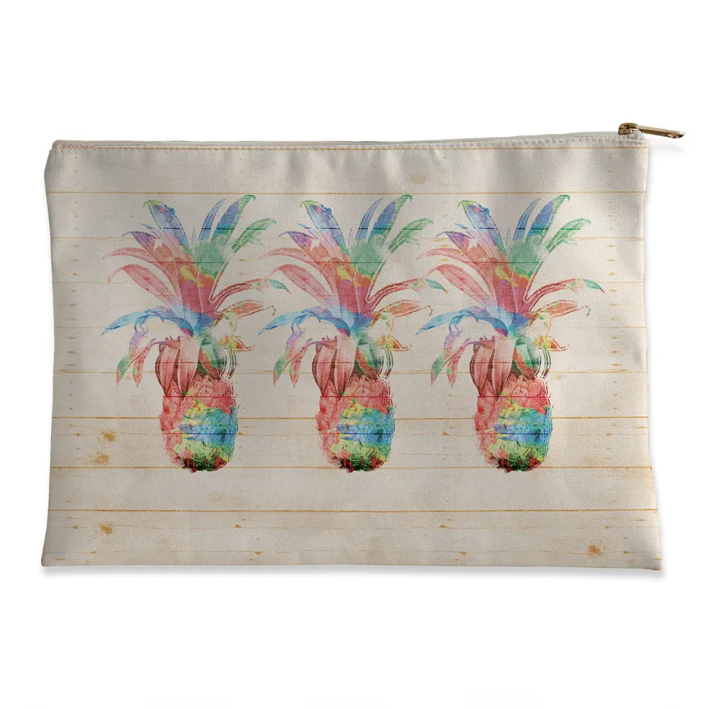 Colorful Pineapples Flat Accessory Pouch