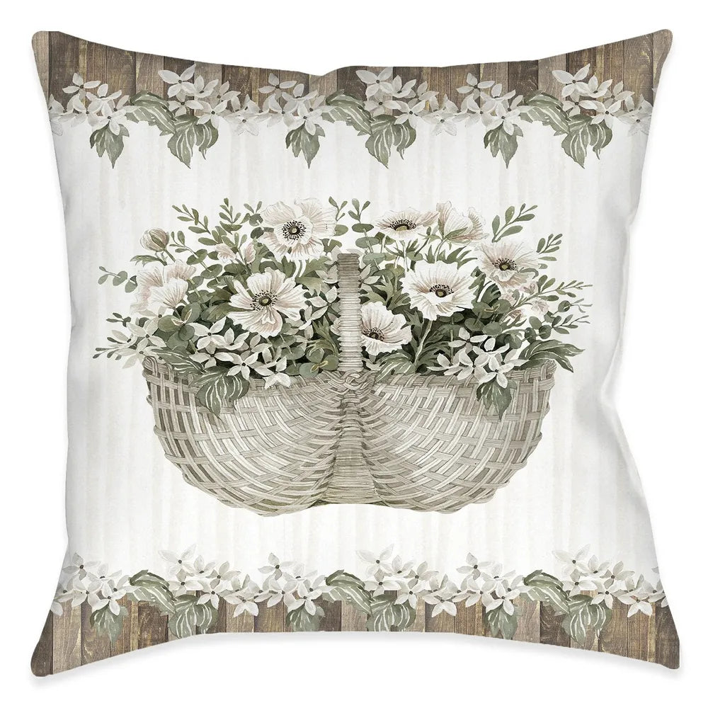 Loving Floral Basket Bunch Outdoor Decorative Pillow