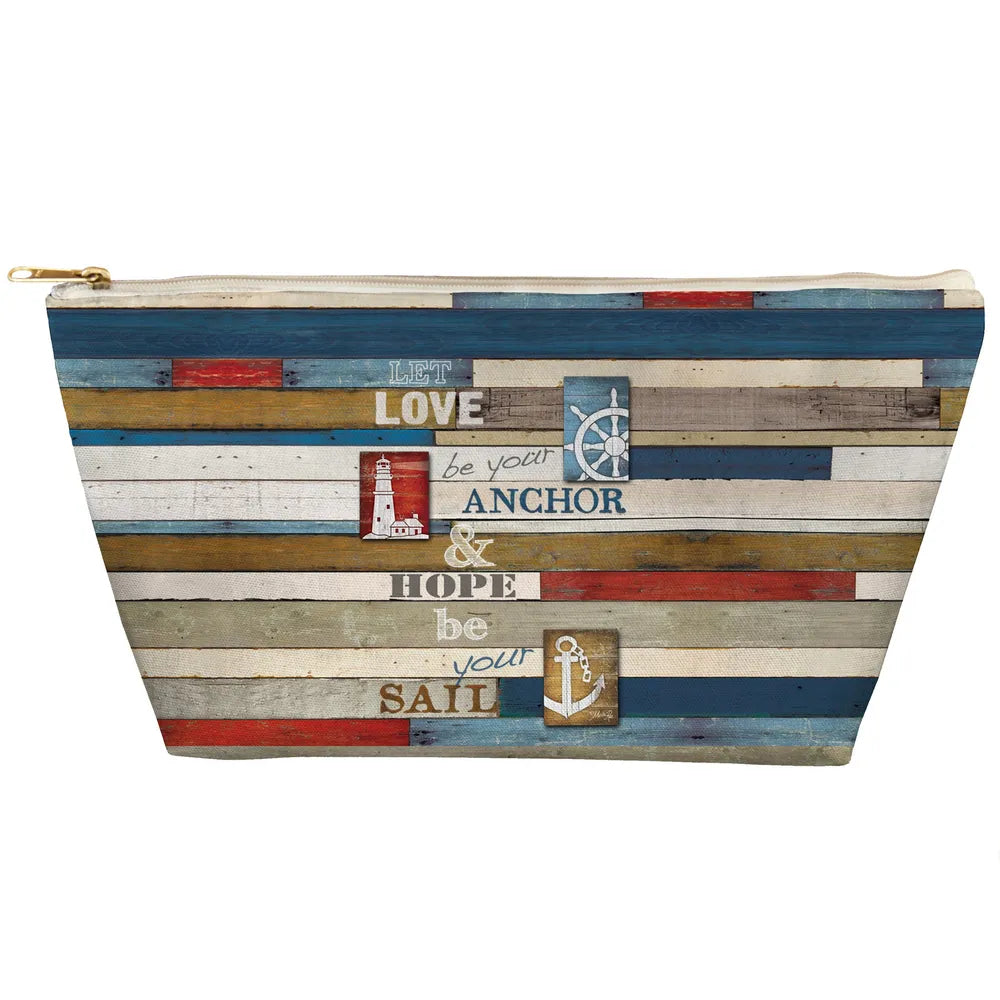 Nautical Anchor Inspiration Tapered Accessory Pouch