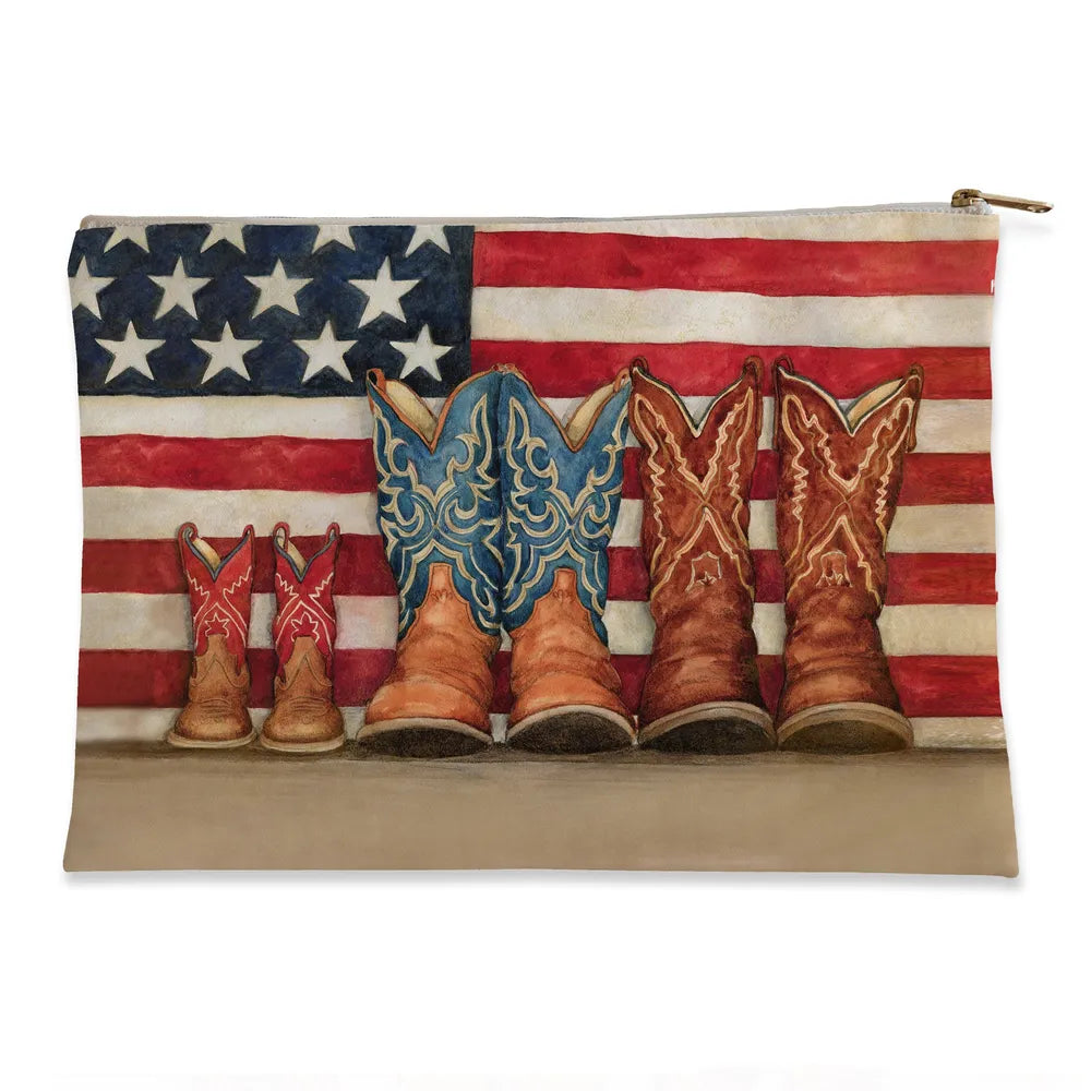Patriotic Cowboy Boots Accessory Pouch