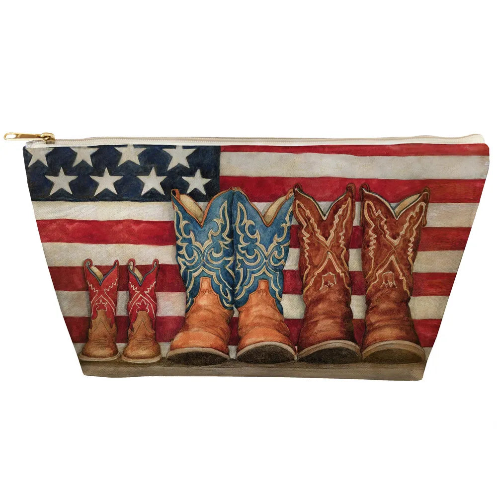 Patriotic Cowboy Boots Tapered Accessory Pouch